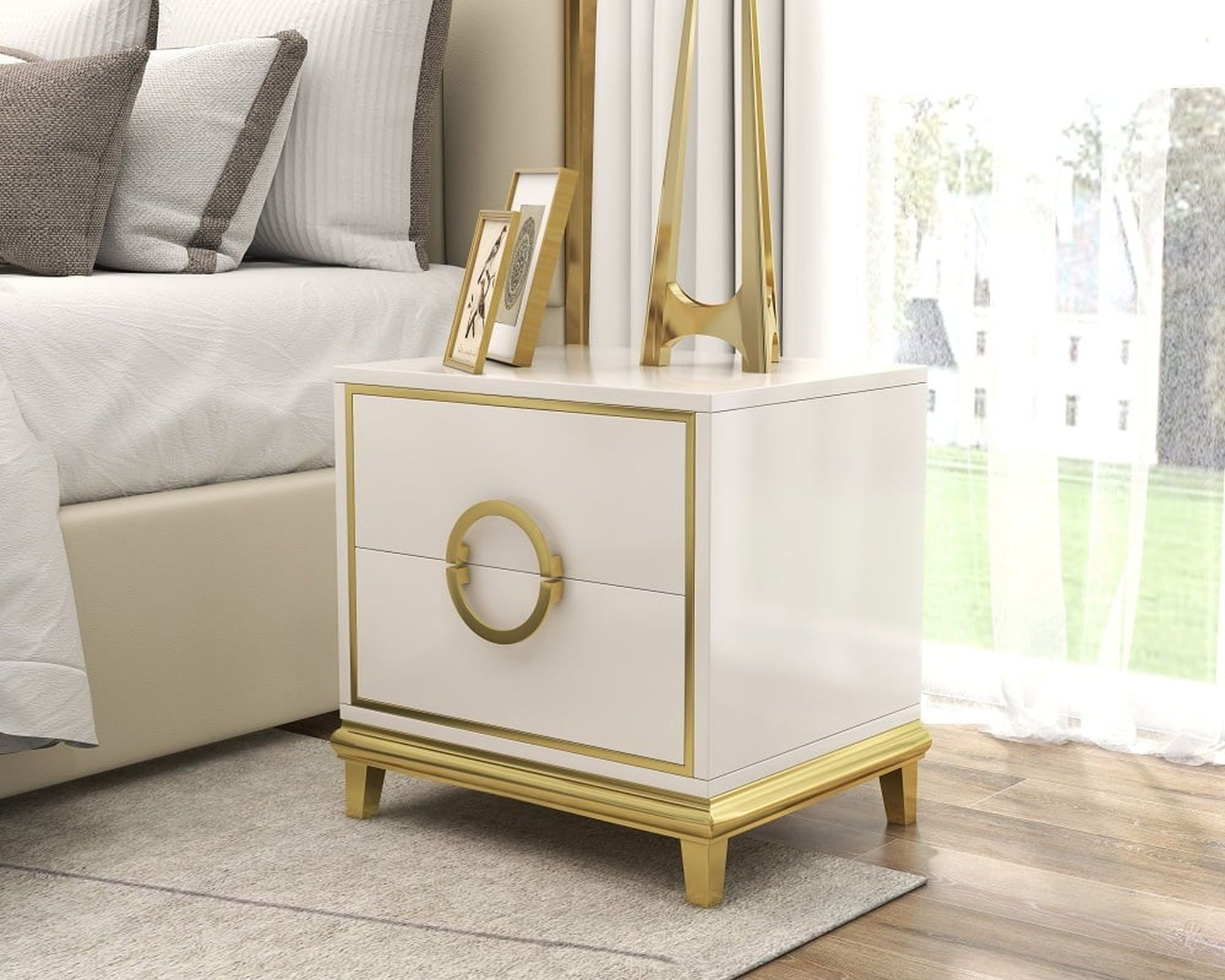 HMR Tile Modern Nightstand with 2 Drawers