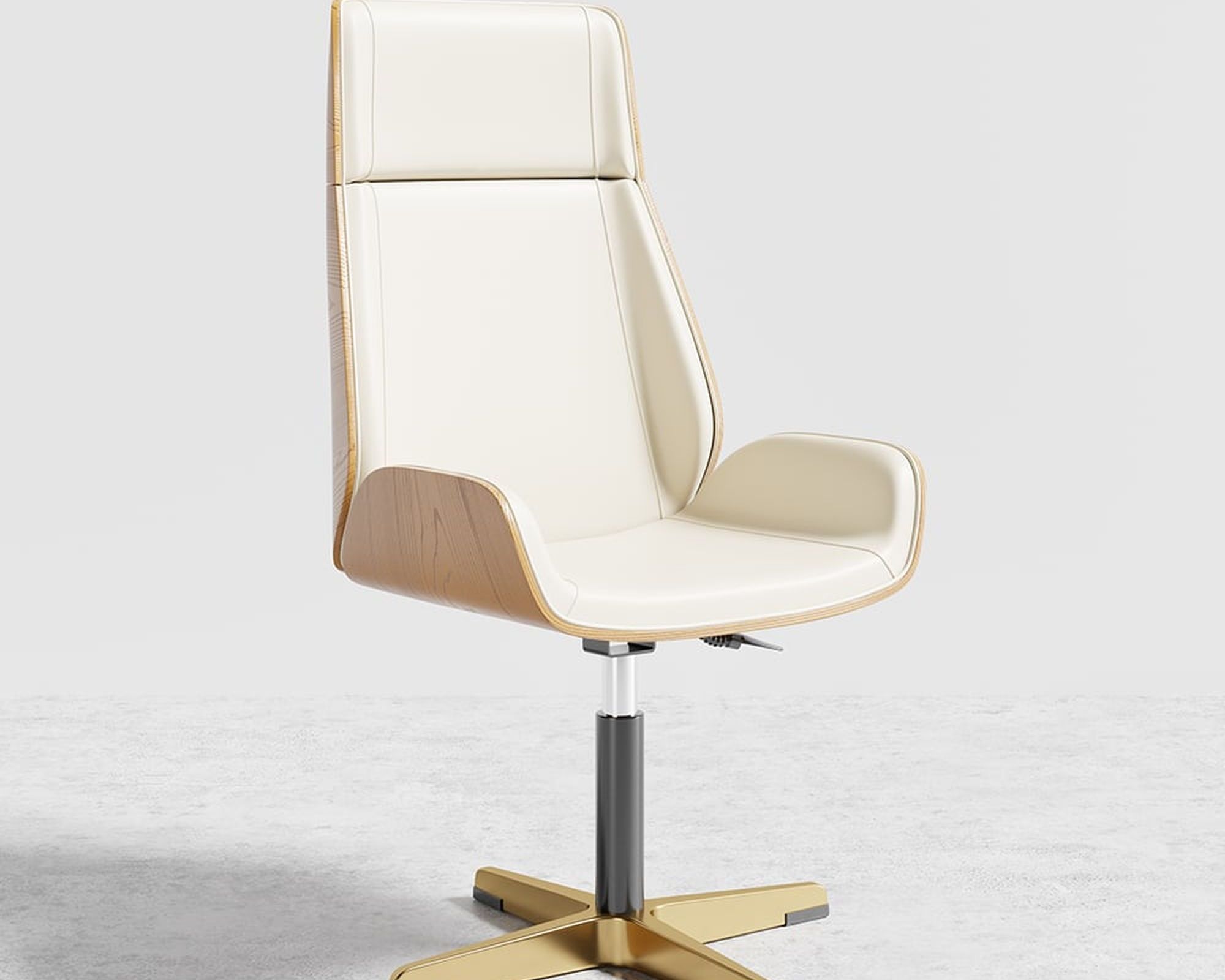 HMR Modern Home Office Chair with Upholstered High Back - Beige, Leather