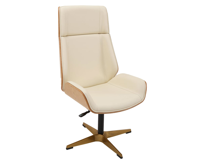 HMR Modern Home Office Chair with Upholstered High Back - Beige, Leather