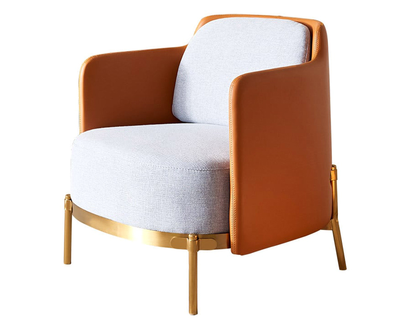 HMR Modern Accent Chair with Linen Upholstery - Orange/Gray, Style A