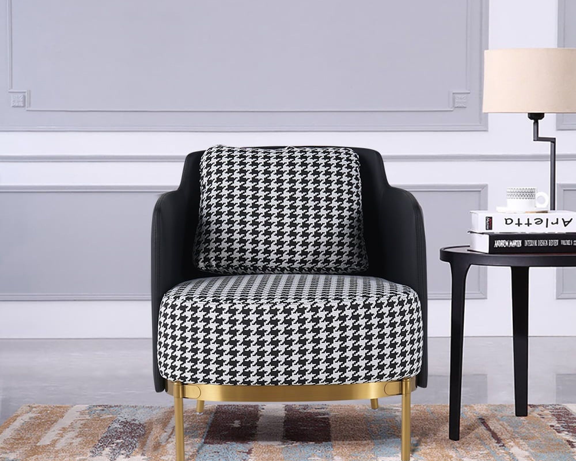 HMR Modern Accent Chair with Linen Upholstery - Black, Style B