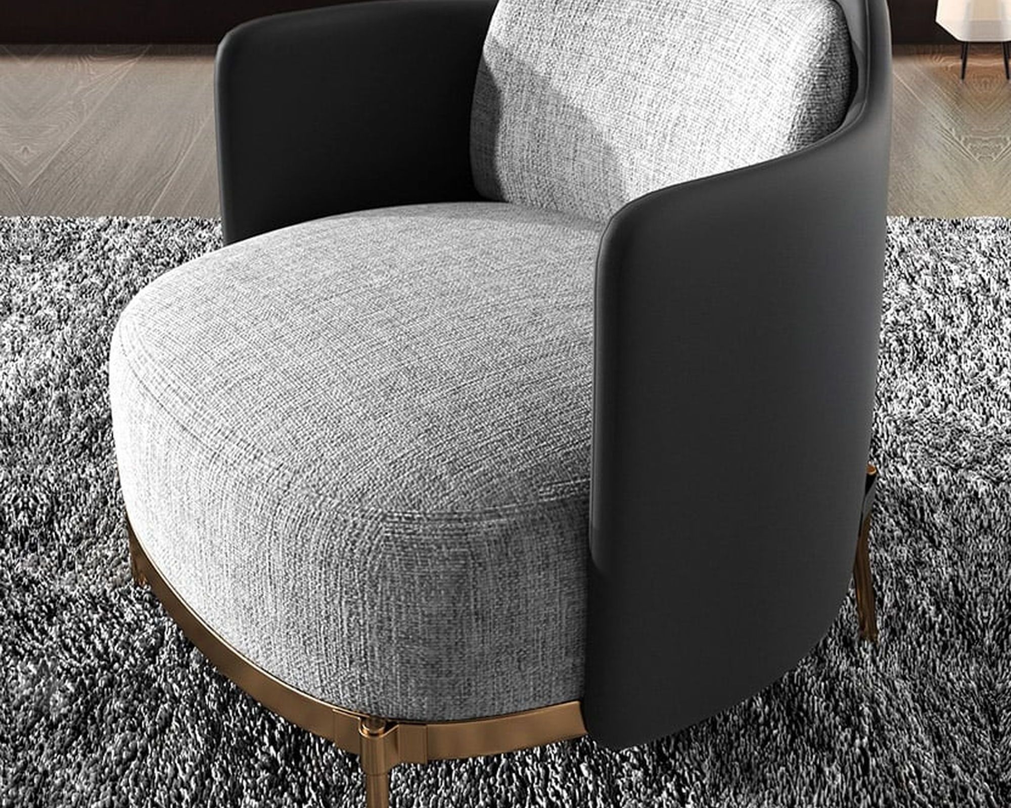 HMR Modern Accent Chair with Linen Upholstery - Black/Gray, Style C