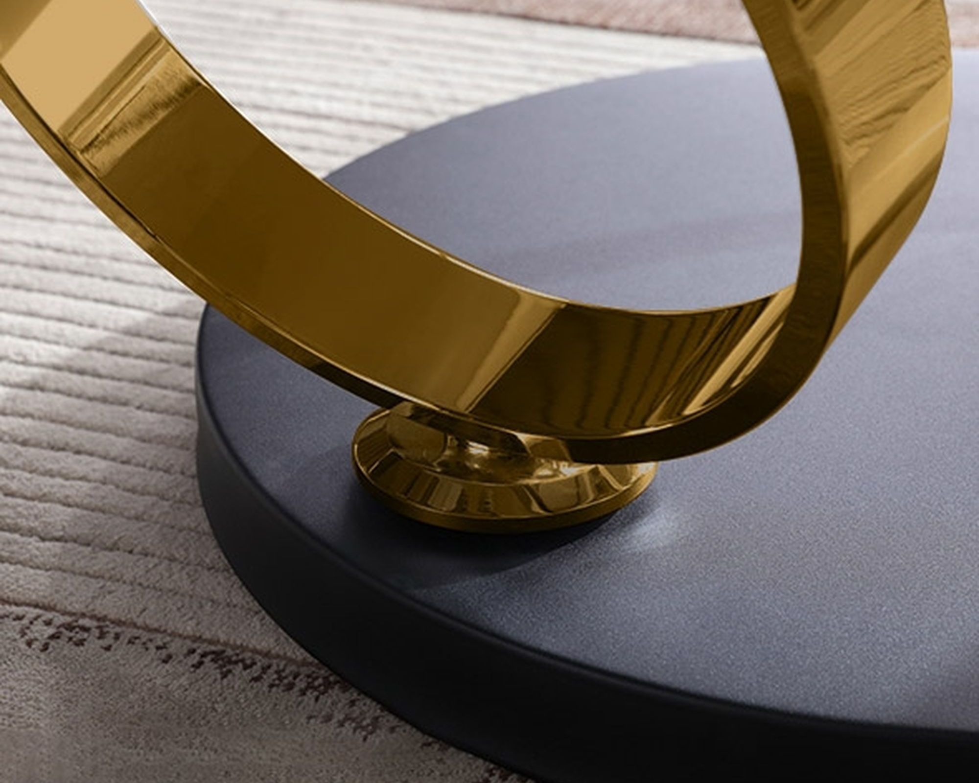 HMR Modern Extendable Coffee Table with Ring-Shaped Metal Pedestal - Gold