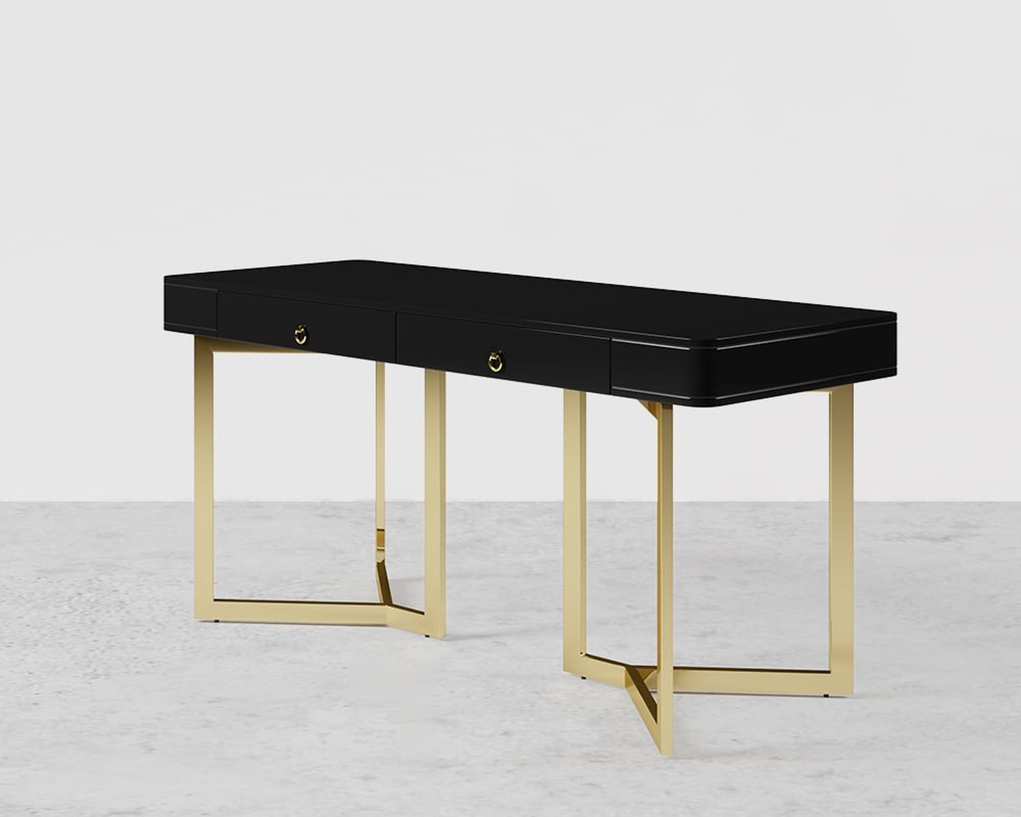 HMR Modern 55" Office Desk with Gold Tripod Base