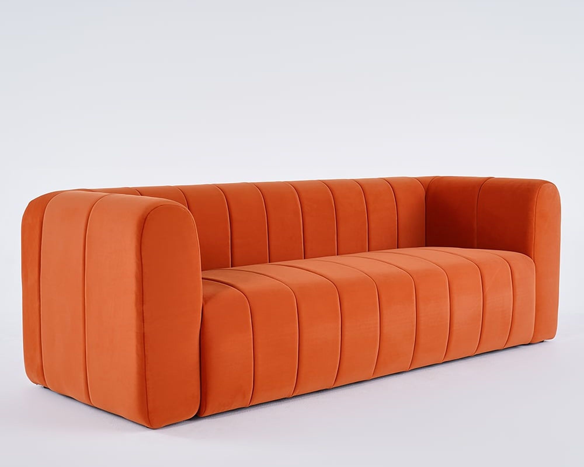 HMR Modern 3-Seater Sofa with Velvet Upholstered - Orange