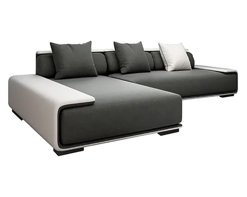 HMR Doart 112" Cotton & Linen 4-Seater Modern Corner Modular Sectional Sofa L-Shaped - Dark Gray