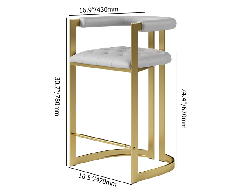 HMR Modern Leath-Aire Counter Stools with Upholstery - Gray, 1-Piece