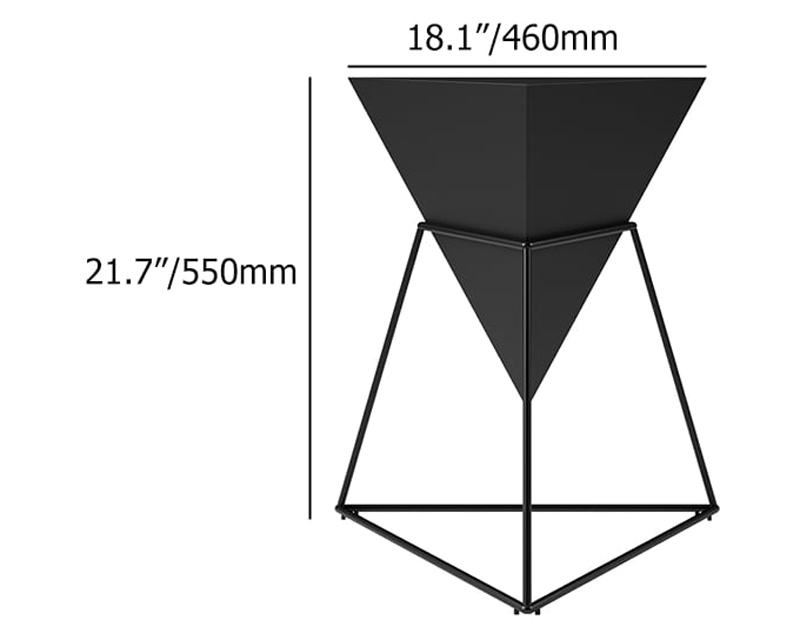 HMR Triangle Side Table with Metal Base - White, Wood