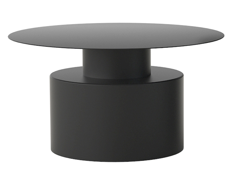 HMR - Round Metal Coffee Table Set of 2 in Black