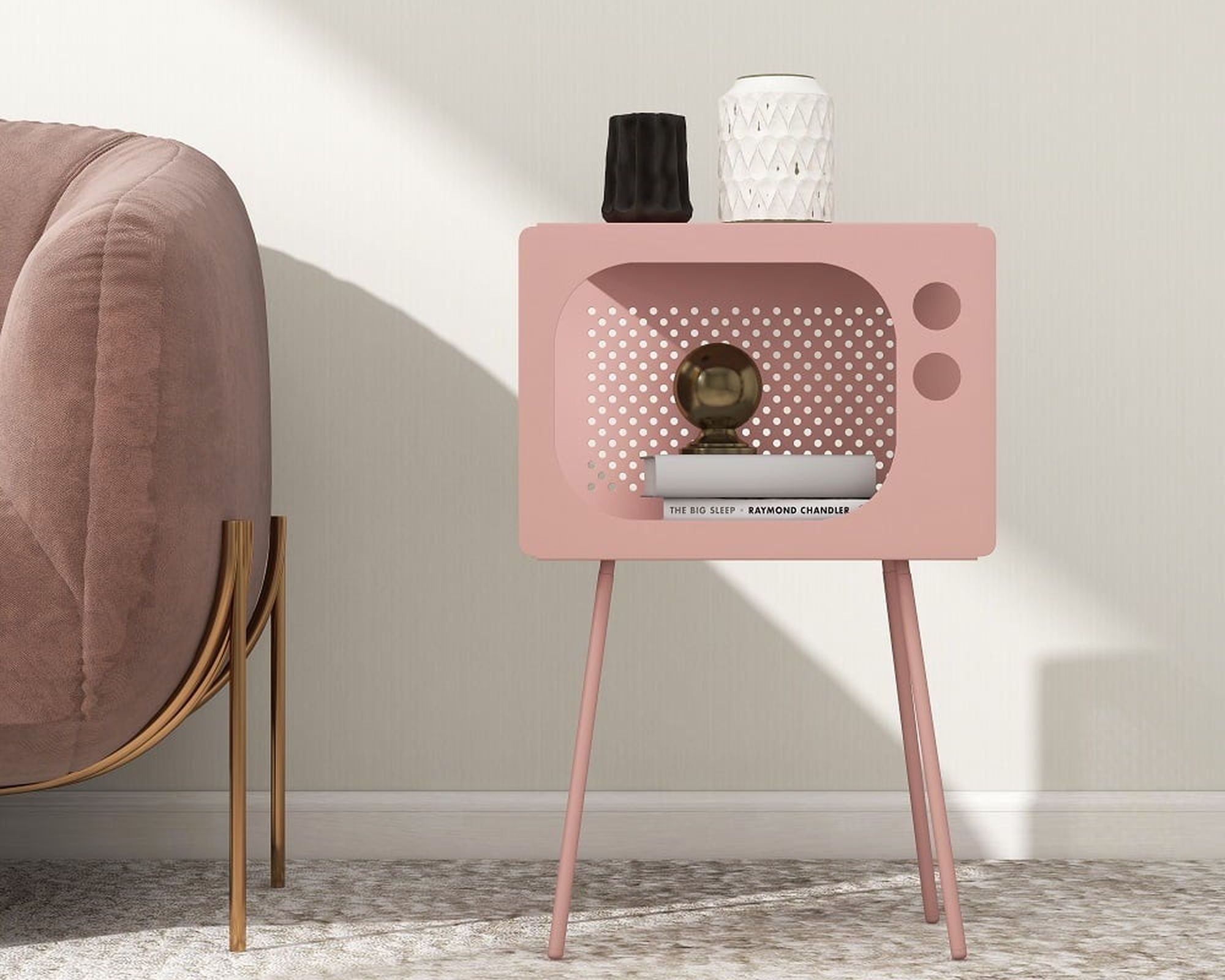 HMR Stert Series Modern End Table - Fresh Pink