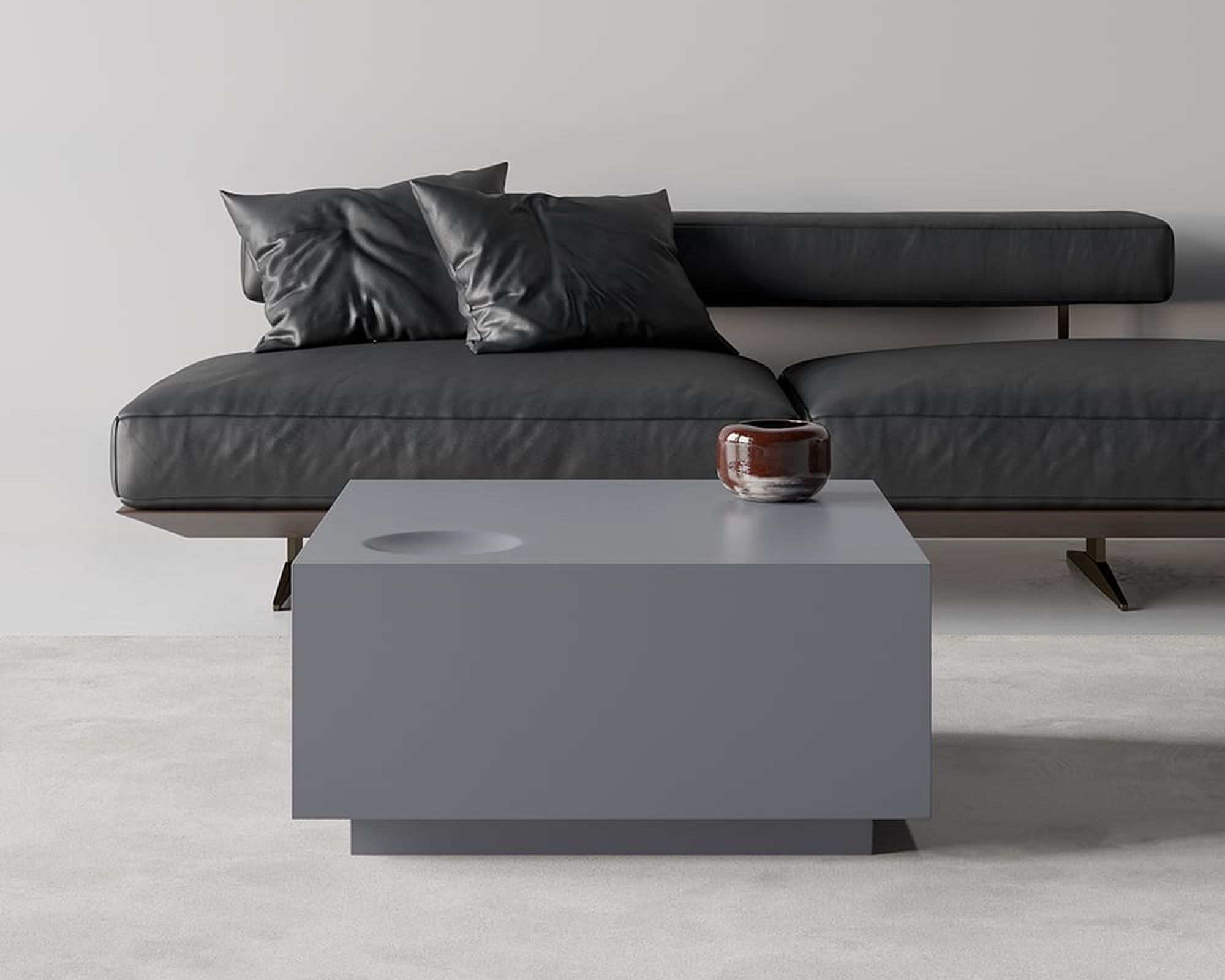 HMR - Square Coffee Table with Storage and Drawer in Gray