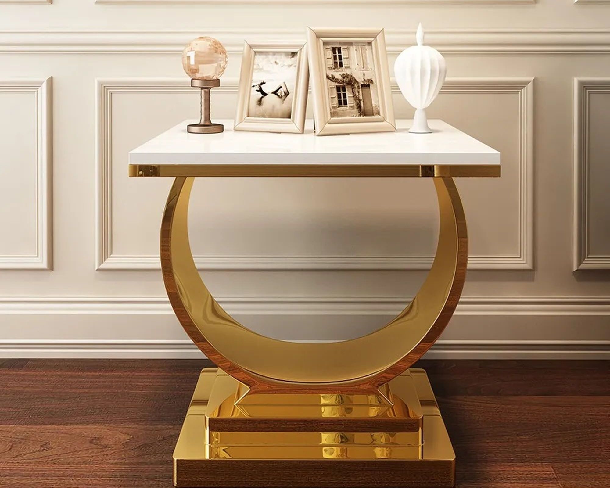 HMR Postmodern End Table with Stainless Steel Base