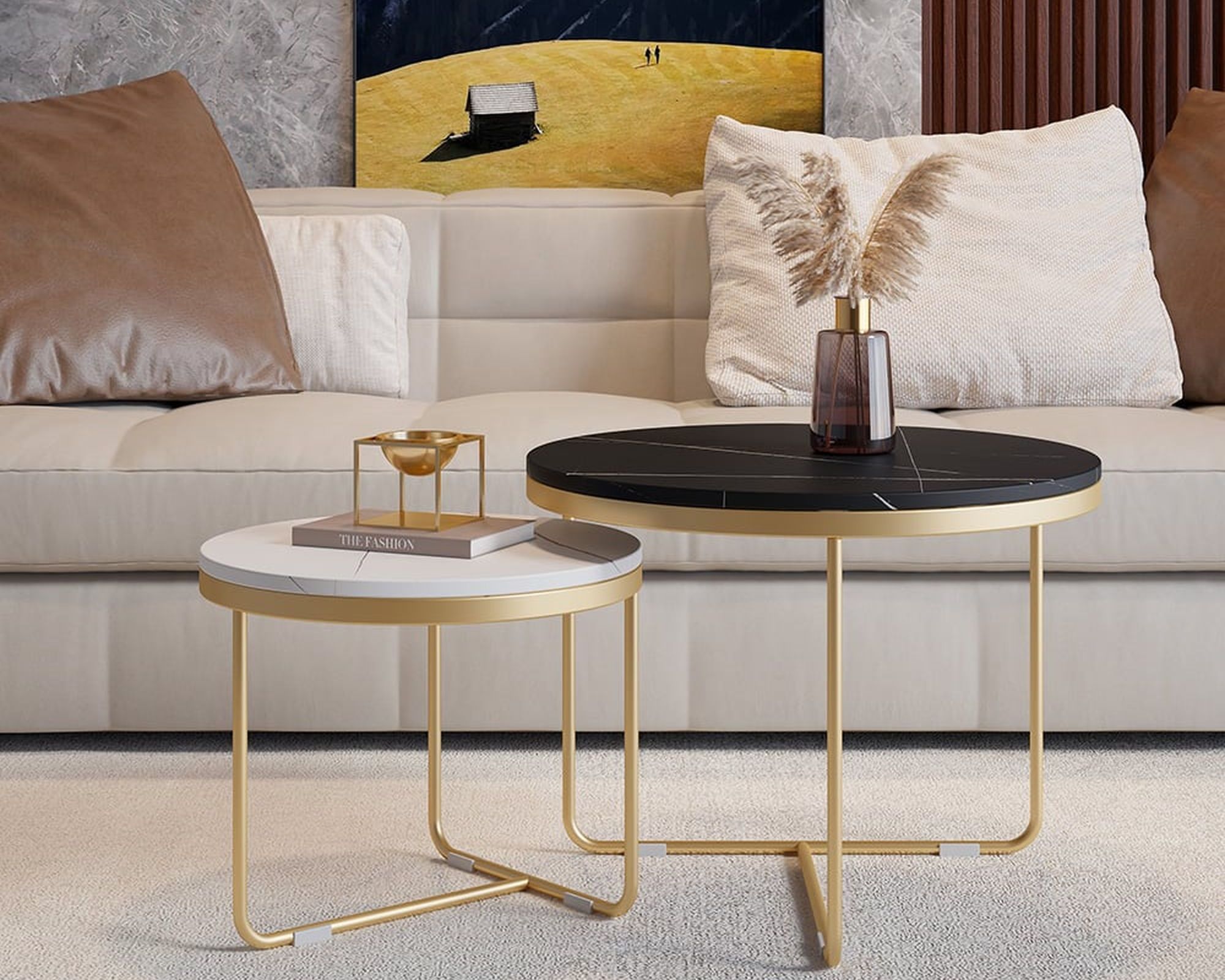 HMR Modern Round Nesting Coffee Table (Set of 2)