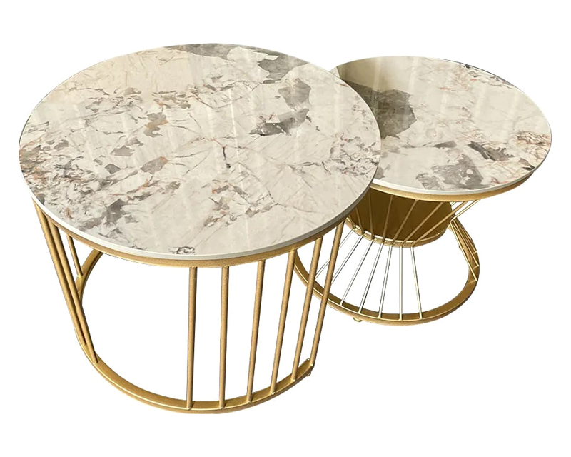 HMR Modern Nesting Coffee Table Set with Sintered Stone Top (Set of 2) - Pandora