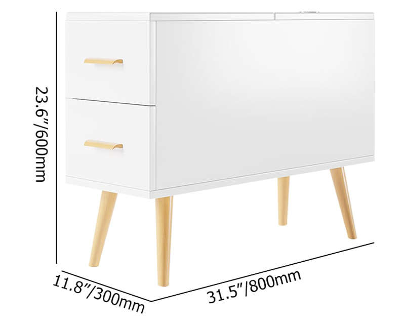 HMR Modern Rectangle End Table with Drawers - White