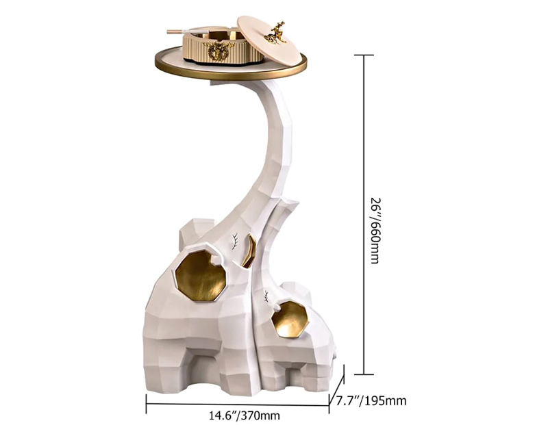 HMR End Table with Tray Top - White/Gold