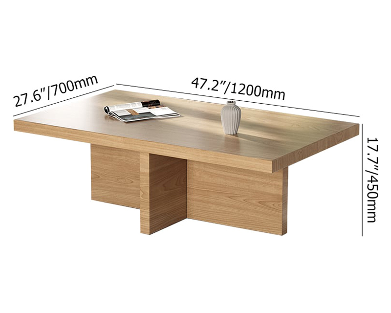 HMR - Modern Rectangular Coffee Table in Natural Rustic