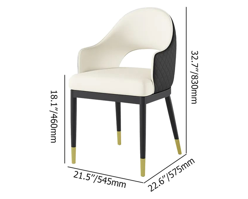 HMR Modern Dining Chair with PU Leather Upholstery (Set of 2) - White/Black