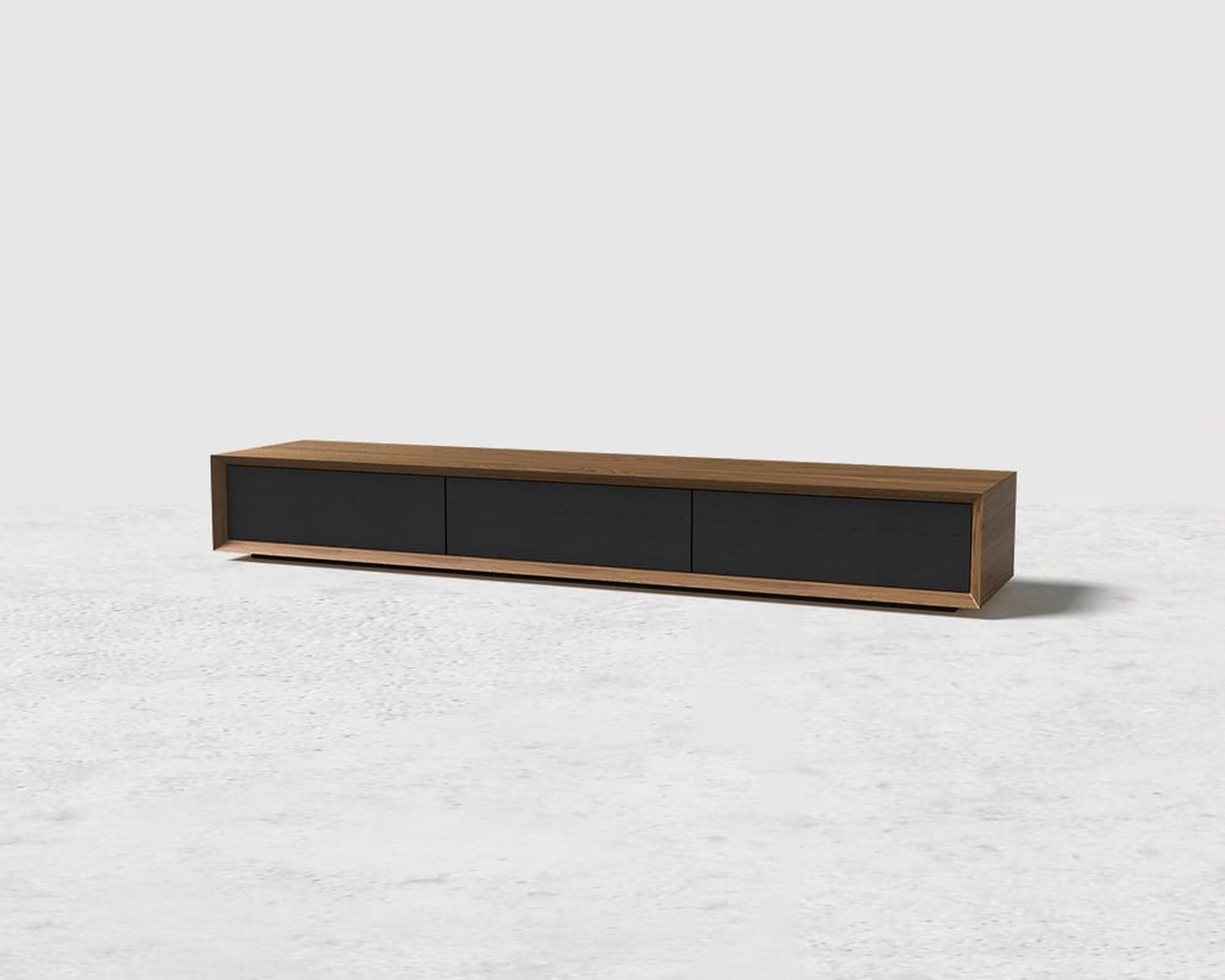 HMR Modern TV Stand Rectangle Media TV Console with Drawers - Black & Walnut, 71"