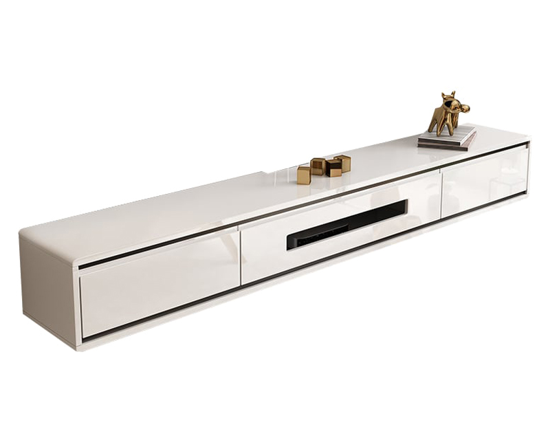 HMR Smooth TV Stand Postmodern Minimalist Floating Media Console with Storage - White, 70.9"W x 9.4"D x 8.3"H