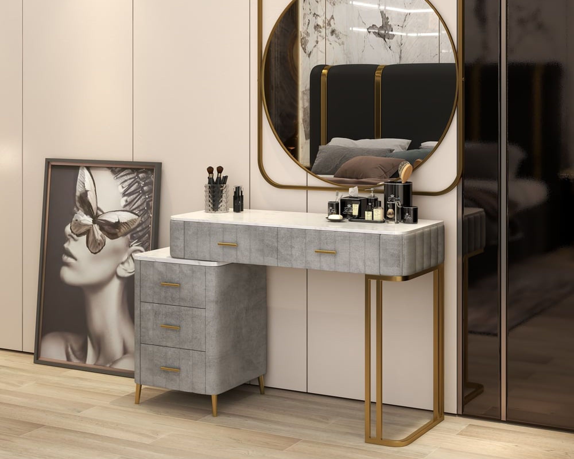 HMR Modern Expandable Makeup Vanity Dressing Table