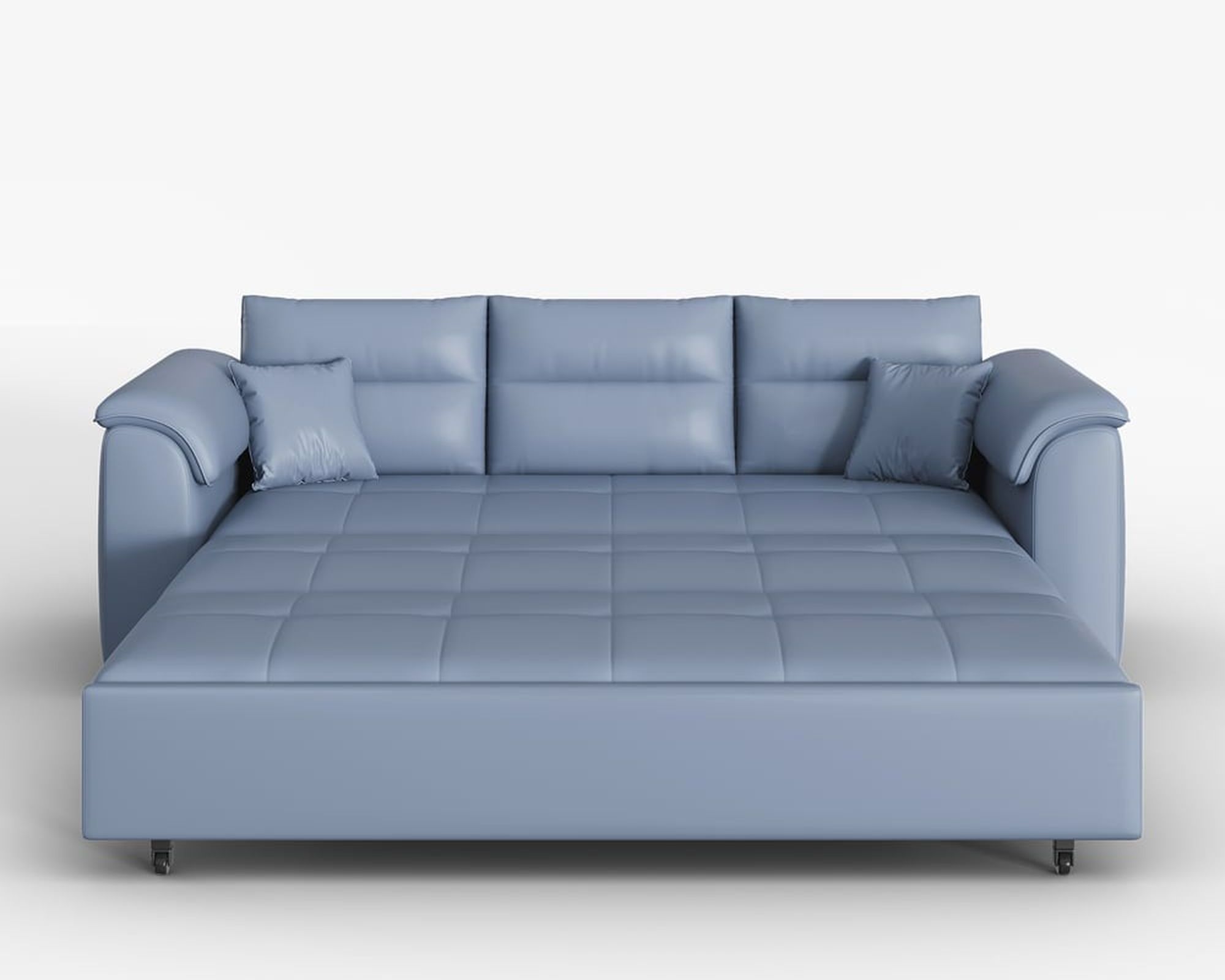 HMR Queen 2-Seater Sleeper Sofa - Blue, Leath-aire