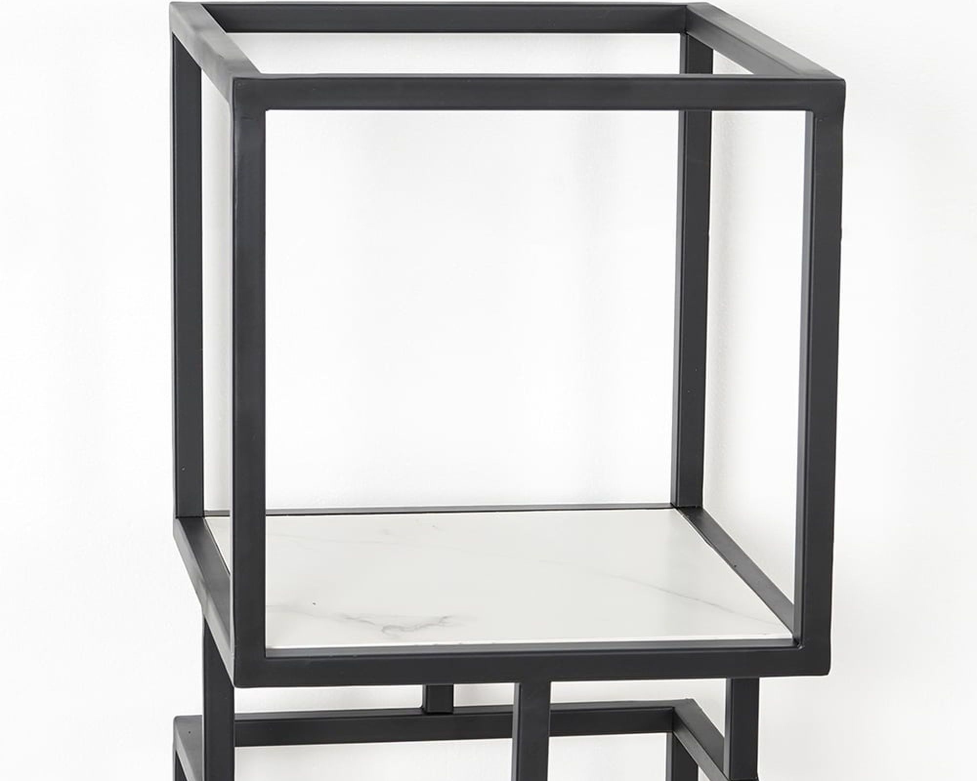 HMR Modern Cube 3-Tier Bookcase with Metal Tower Display - Black