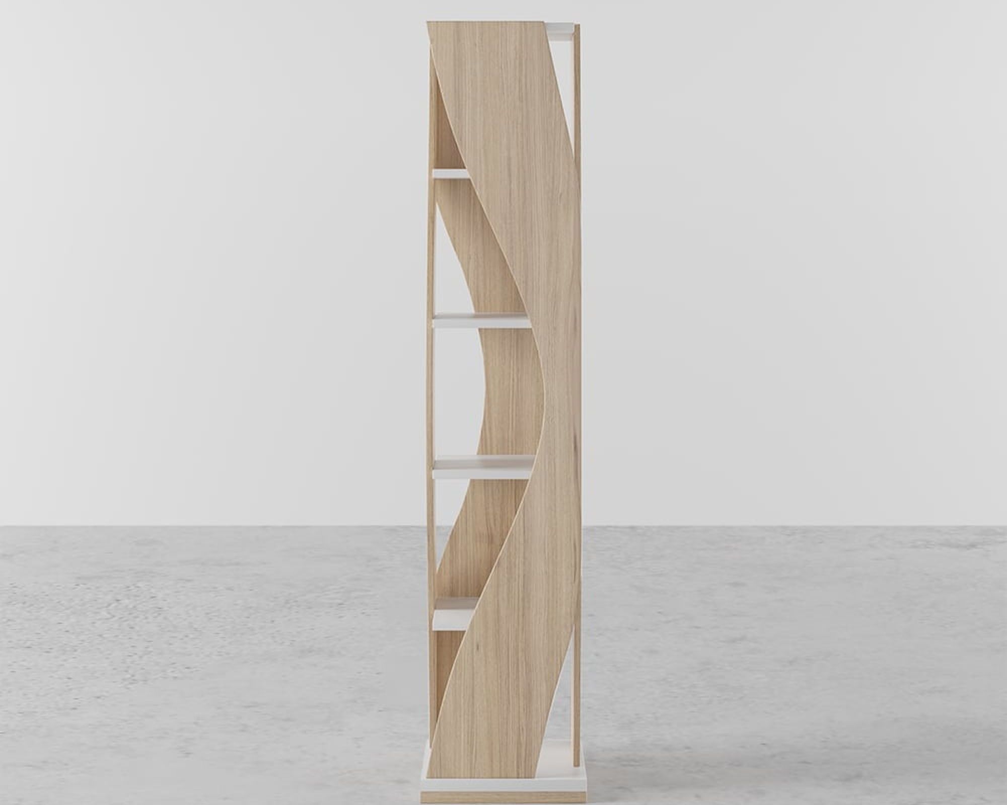 HMR Loft Geometric Narrow Bookshelf - White/Natural