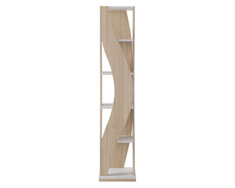 HMR Loft Geometric Narrow Bookshelf - White/Natural