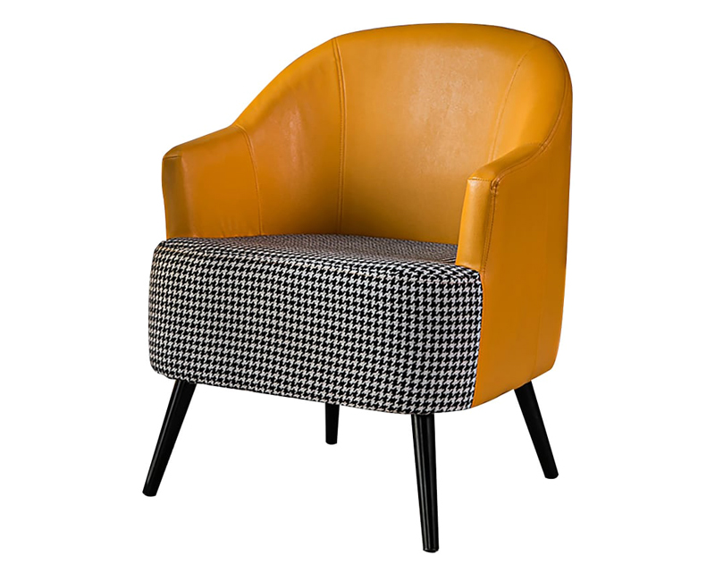 HMR Modern Houndstooth Accent Chair with Linen Upholstery - Yellow