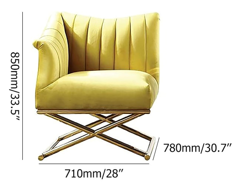 HMR Accent Chair with Velvet Upholstery - Yellow, Style A