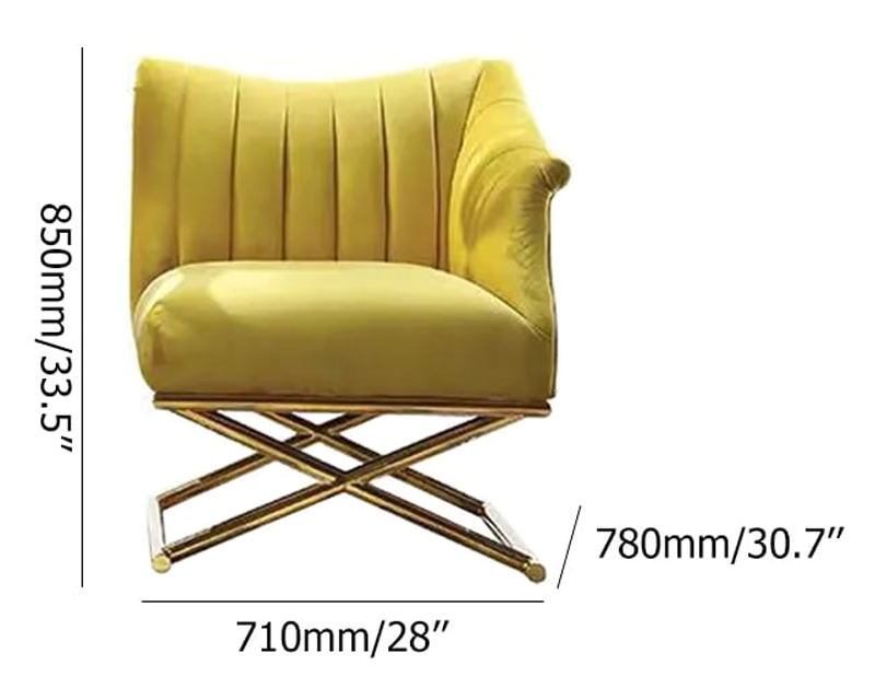 HMR Accent Chair with Velvet Upholstery - Yellow, Style B