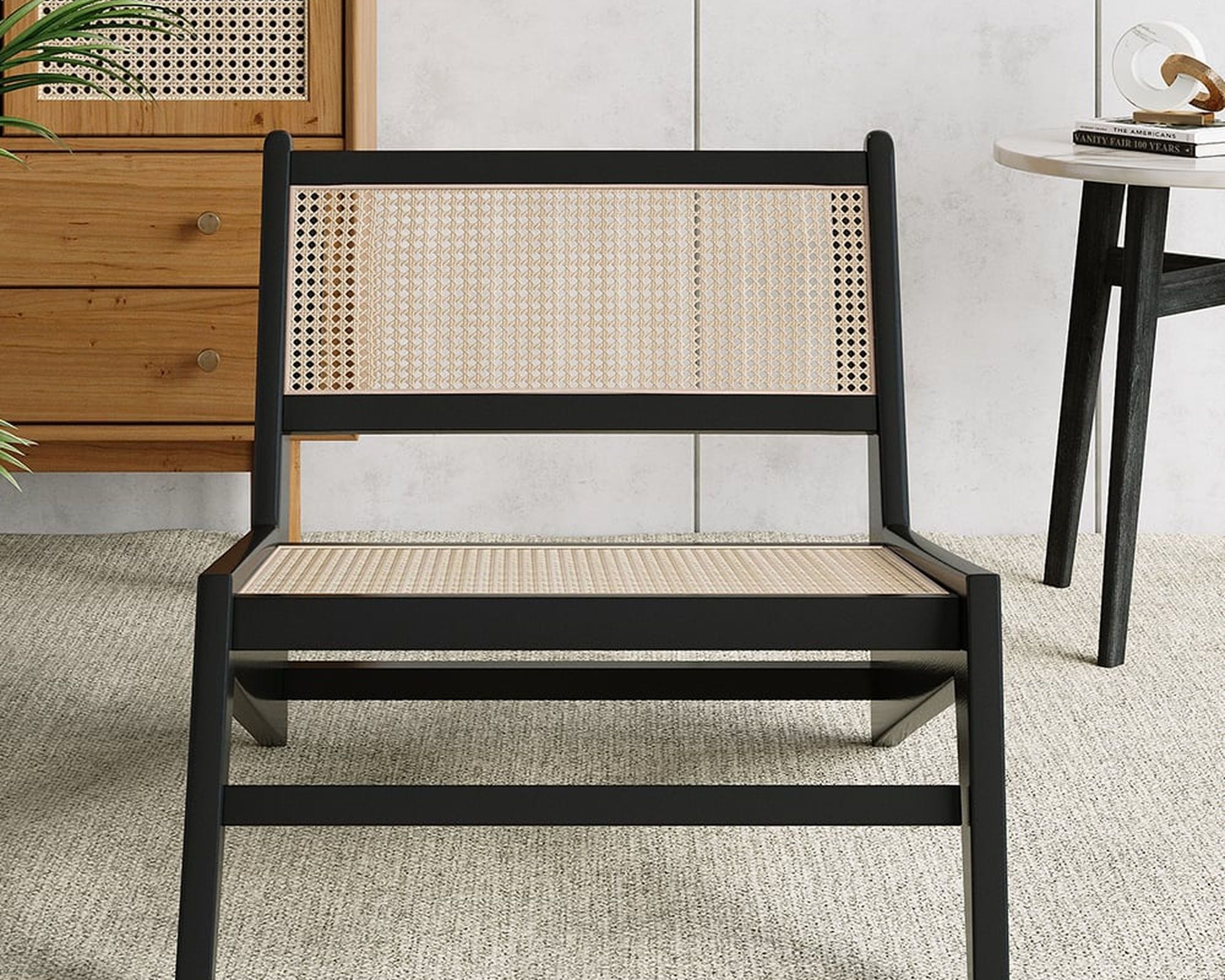 HMR Lounge Accent Chair - Black, Rattan