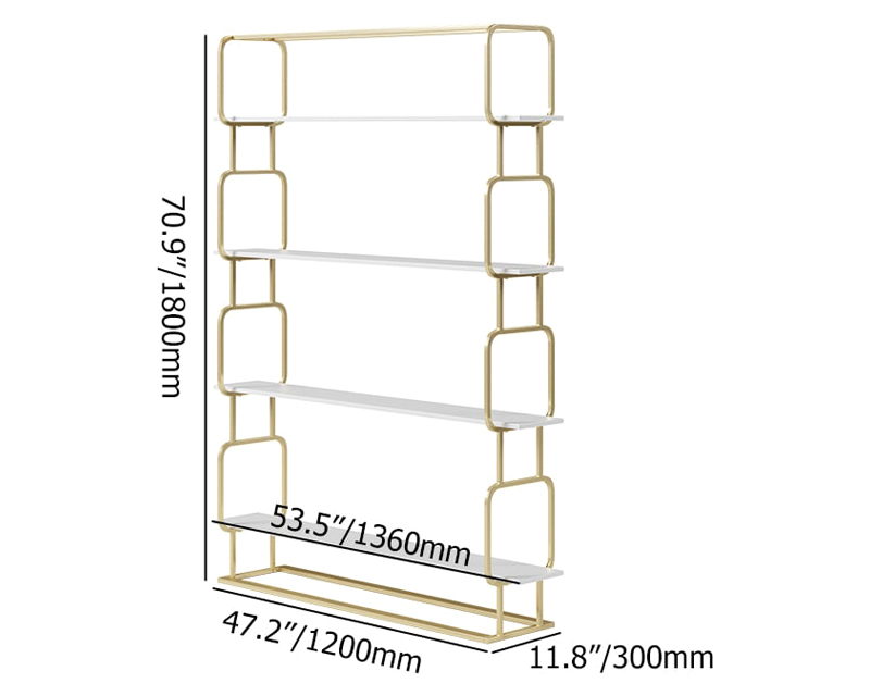 HMR Modern Freestanding 47" Etagere Bookcase - White/Gold