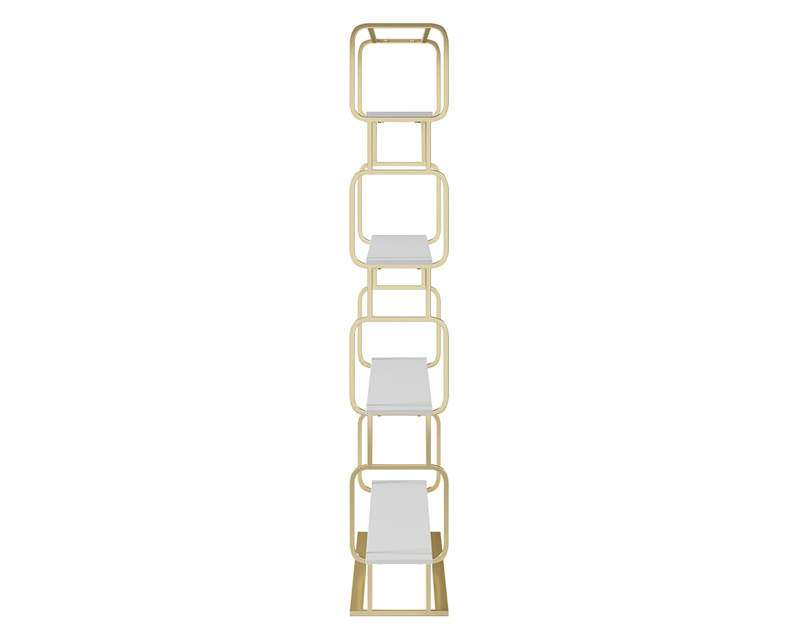 HMR Modern Freestanding 47" Etagere Bookcase - White/Gold