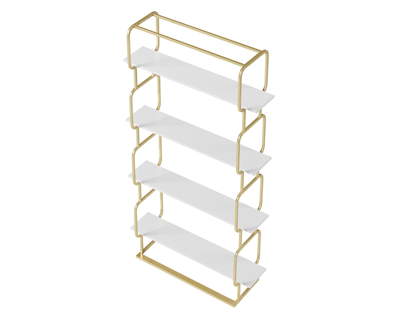 HMR Modern Freestanding 32" Etagere Bookshelf - White/Gold