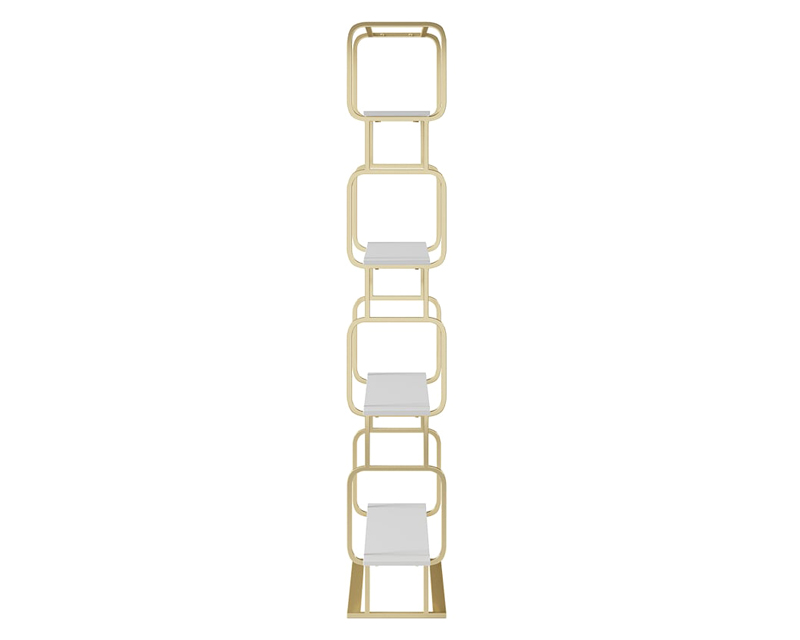 HMR Modern Freestanding 32" Etagere Bookshelf - White/Gold