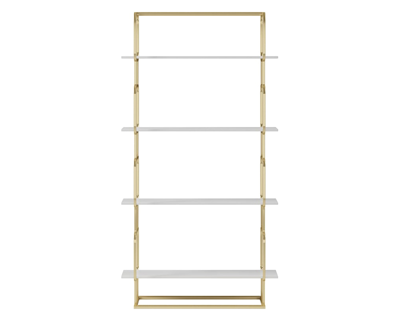 HMR Modern Freestanding 32" Etagere Bookshelf - White/Gold