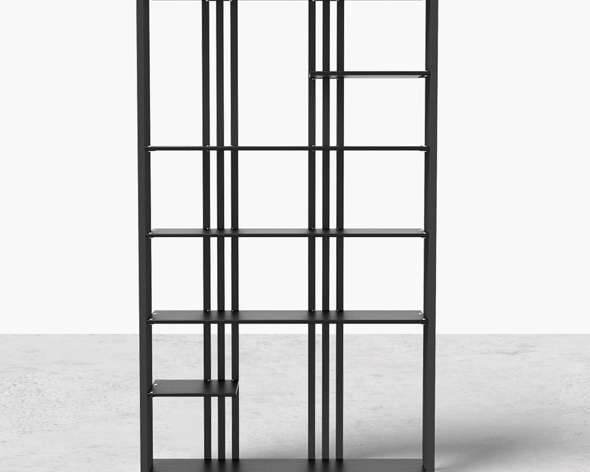 HMR Modern Etagere Bookshelf with 6-Shelf - Black