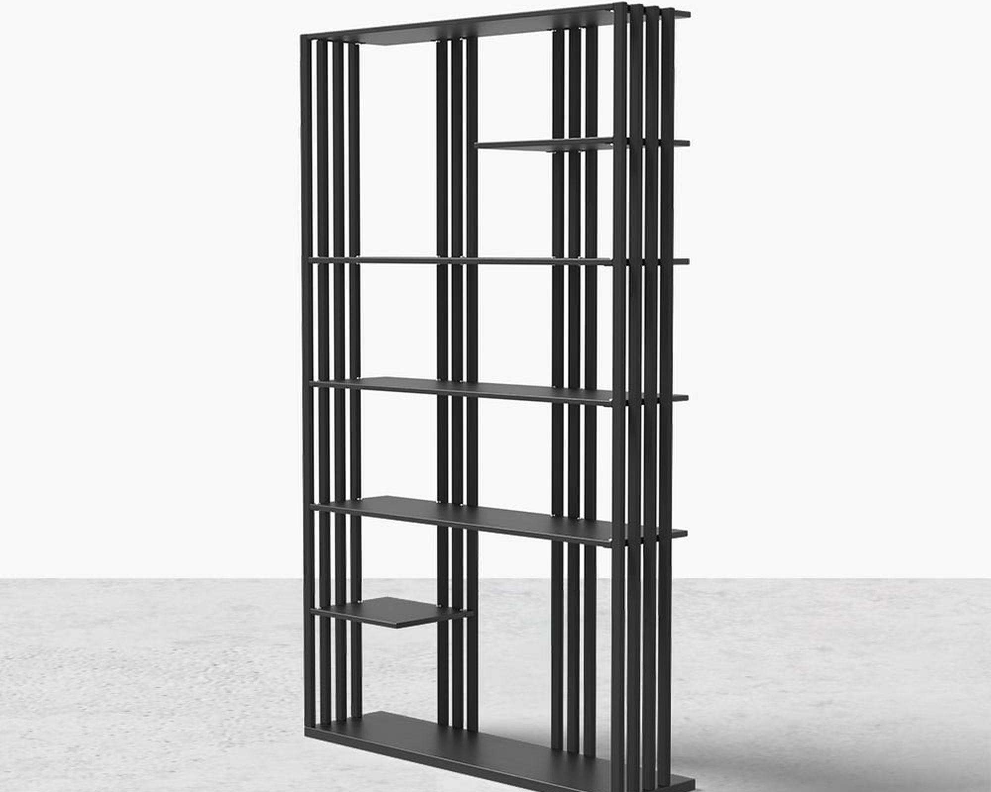 HMR Modern Etagere Bookshelf with 6-Shelf - Black