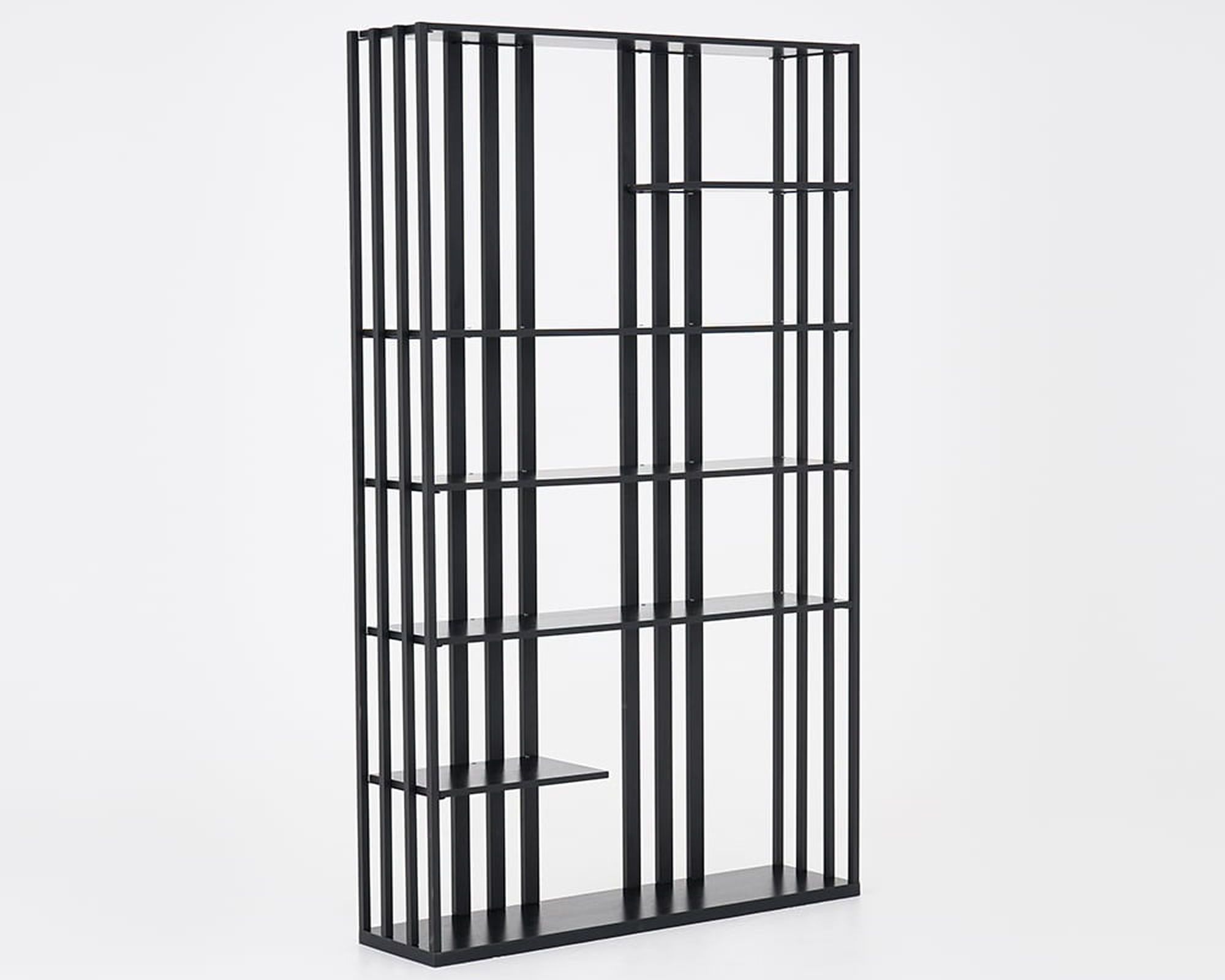 HMR Modern Etagere Bookshelf with 6-Shelf - Black