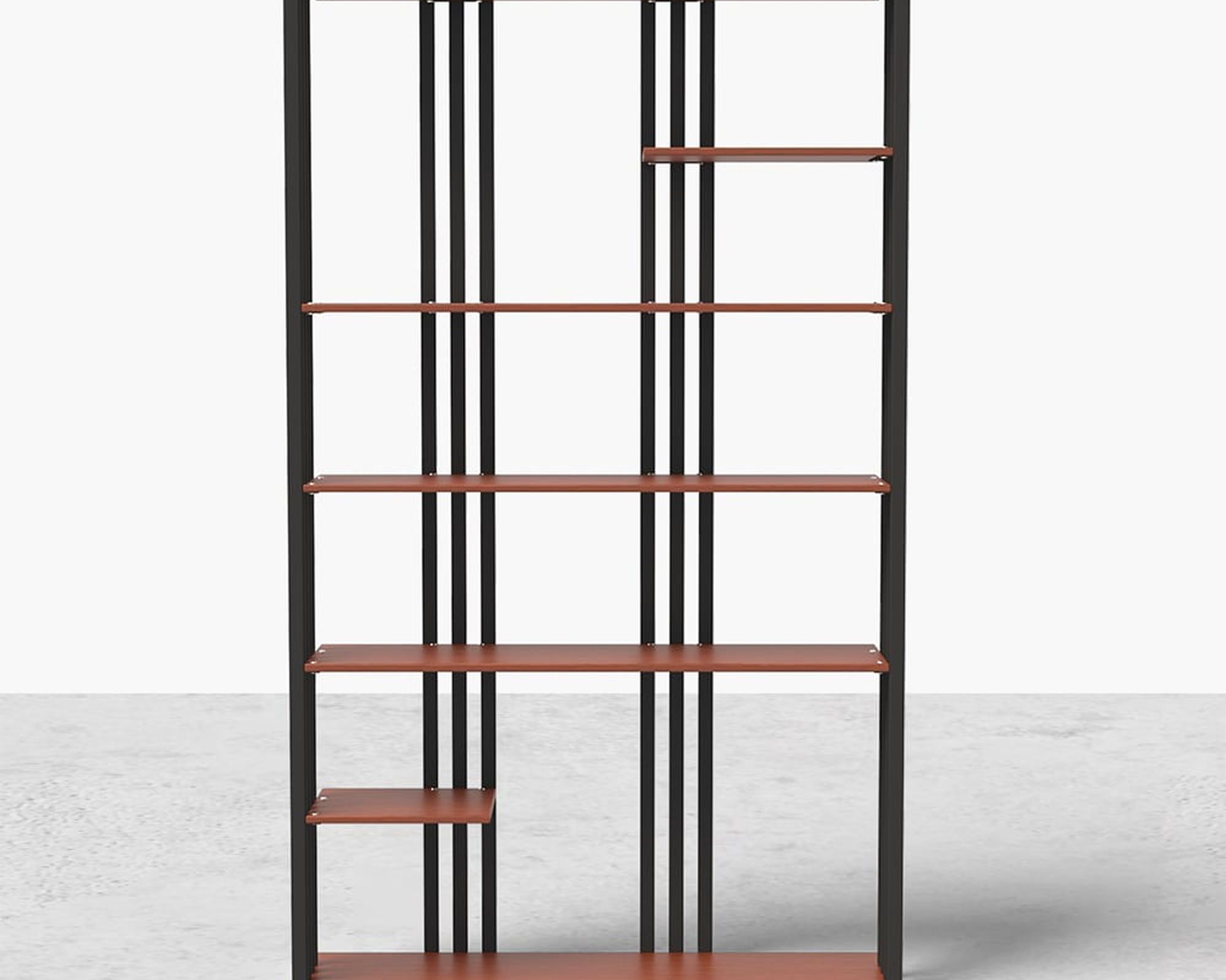 HMR Modern Etagere Bookshelf with 6-Shelf - Black/Walnut