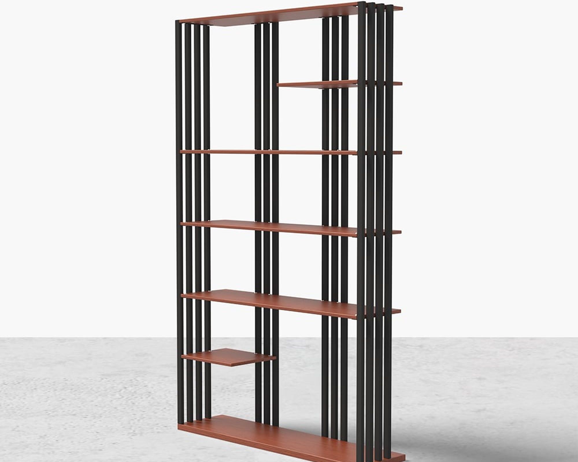 HMR Modern Etagere Bookshelf with 6-Shelf - Black/Walnut