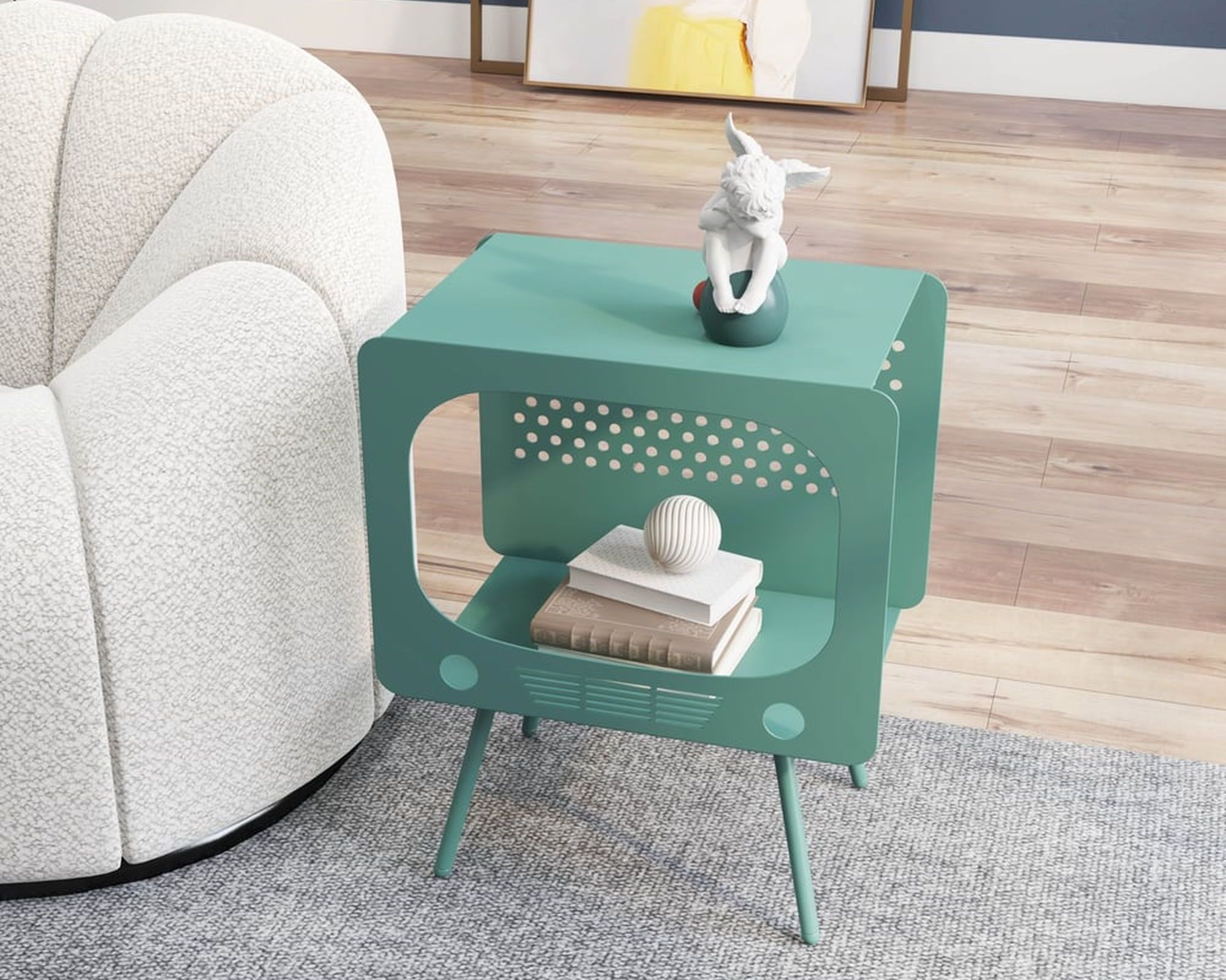 HMR Stert Series TV Sculpt Display Shelving End Table - Green