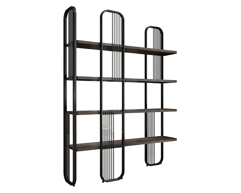 HMR Modern Storage Standing Etagere Bookshelf with 4 Tiers - Black