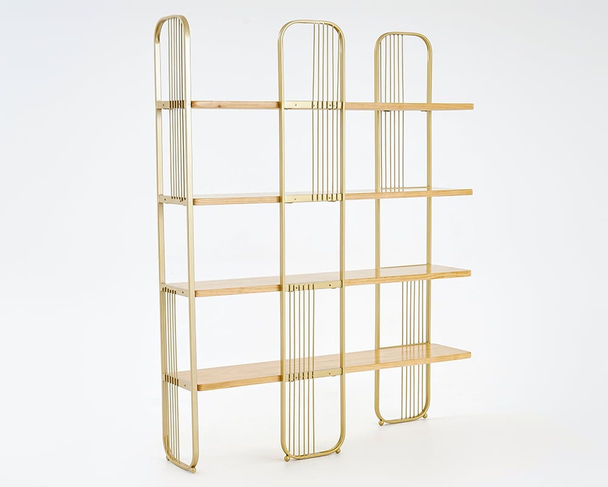 HMR Modern Storage Standing Etagere Bookshelf with 4 Tiers - Gold