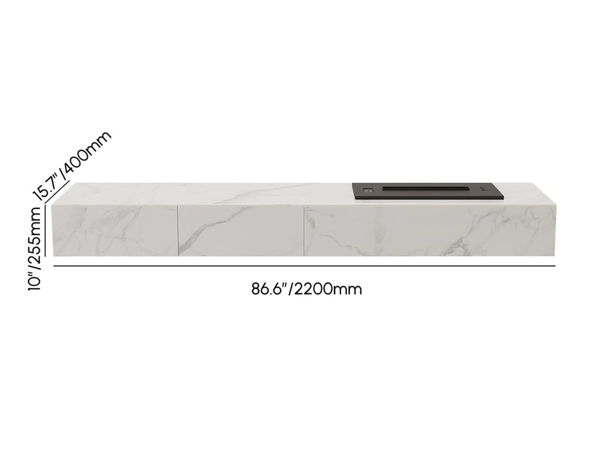 HMR Sintered Stone Electric Fireplace Humidifier TV Stand - White, 87"