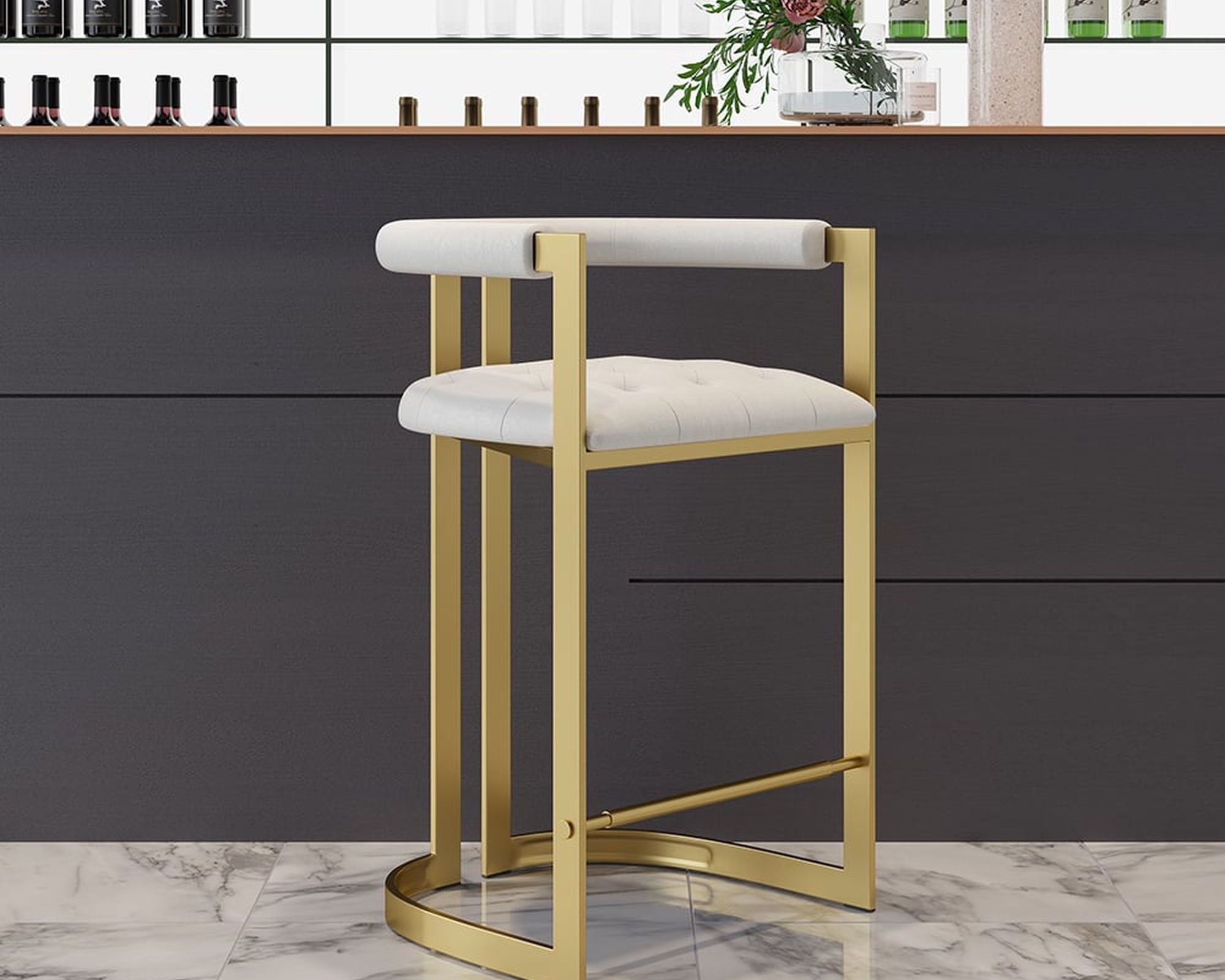 HMR Modern Leath-Aire Counter Stools with Upholstery