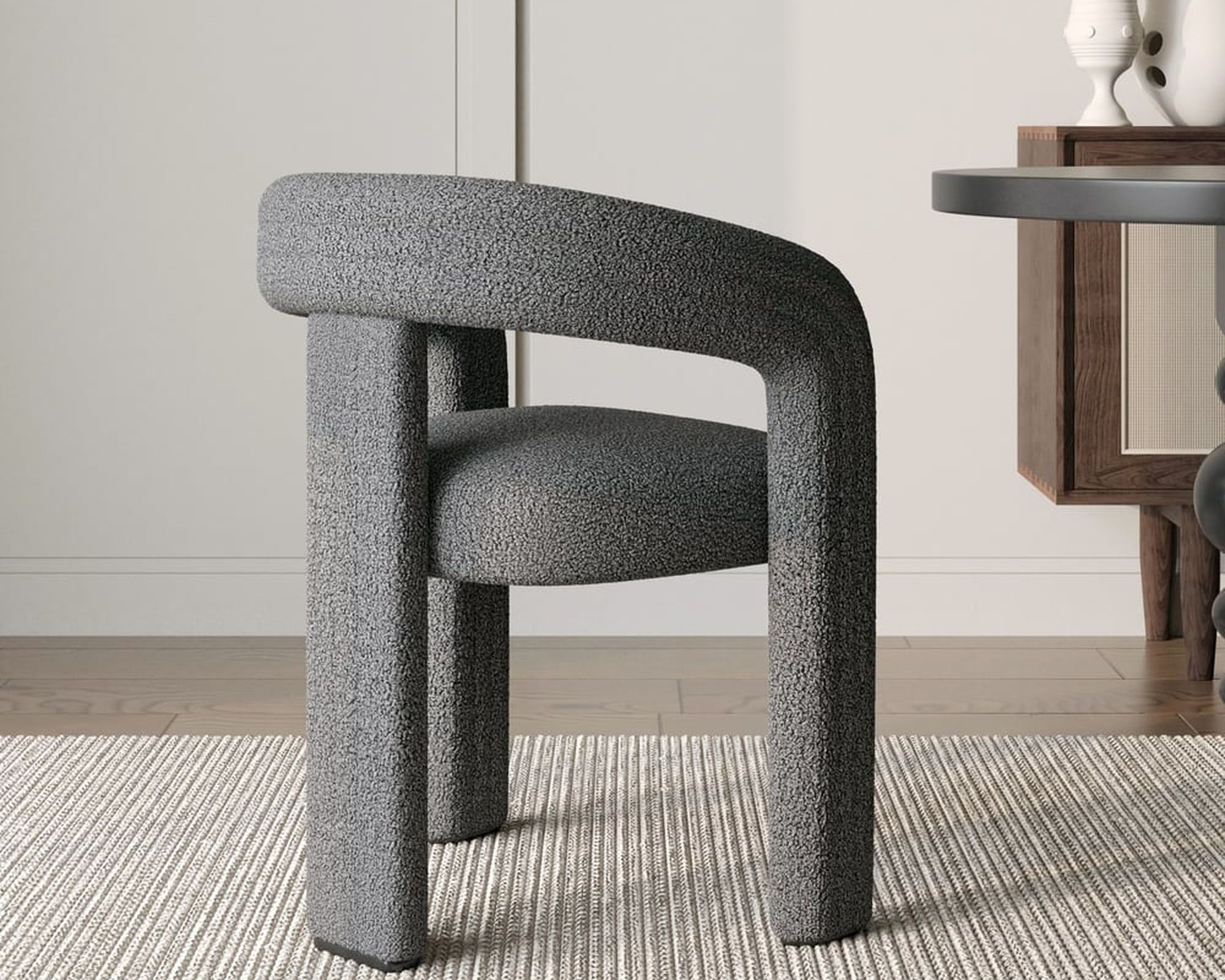 HMR Modern Sherpa Dining Chairs - Gray, 2-Pieces