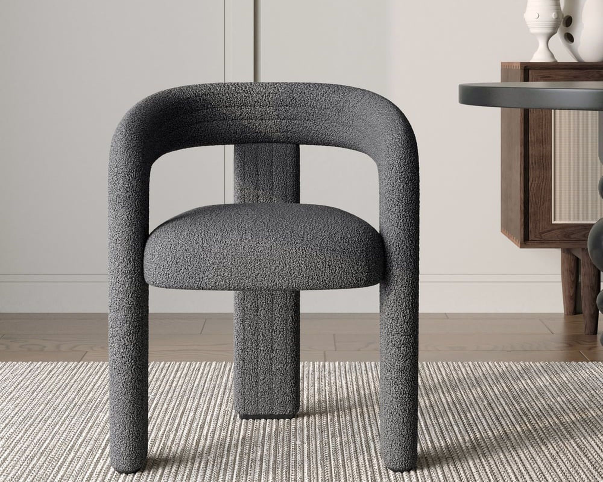 HMR Modern Sherpa Dining Chairs - Gray, 2-Pieces